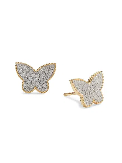 Effy Women's 14k Yellow Gold & 0.24 Tcw Diamond Butterfly Stud Earrings