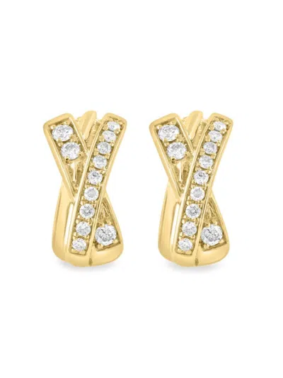 Effy Women's 14k Yellow Gold & 0.25 Tcw Diamond Criss-cross Huggie Earrings