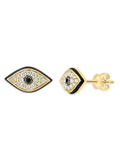 Effy Women's 14k Yellow Gold & 0.31 Tcw Diamond Evil Eye Stud Earrings
