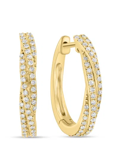 Effy Women's 14k Yellow Gold & 0.34 Tcw Diamond Crossover Hoop Earrings