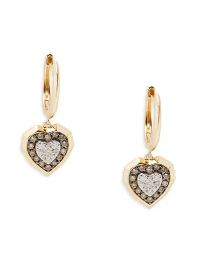 Effy Women's 14k Yellow Gold & 0.37 Tcw Diamond Heart Huggie Earrings
