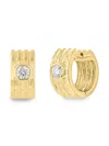 Effy Women's 14k Yellow Gold & 0.37 Tcw Textured Diamond Huggie Earrings