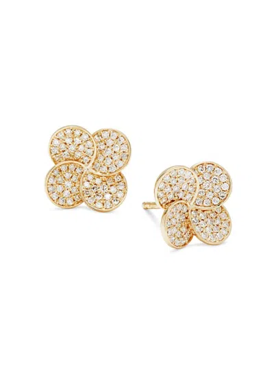 Effy Women's 14k Yellow Gold & 0.41 Tcw Diamond Clover Stud Earrings