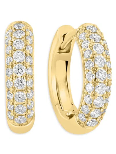 Effy Women's 14k Yellow Gold & 0.43 Tcw Pavé Diamond Huggie Hoop Earrings