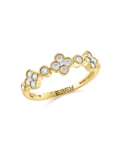 Effy Women's 14k Yellow Gold & 0.49 Tcw Diamond Clover Ring