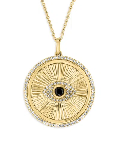 Effy Women's 14k Yellow Gold & 0.49 Tcw Diamond Evil Eye Pendant Necklace