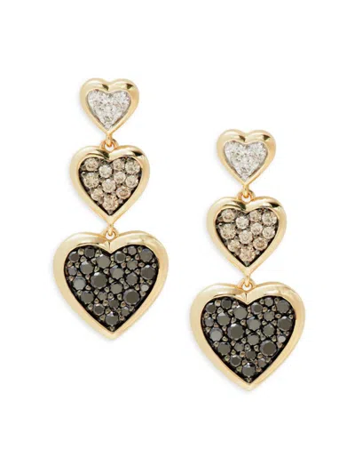 Effy Women's 14k Yellow Gold & 0.64 Tcw Diamond Heart Drop Earrings