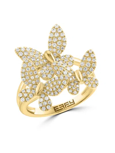 Effy Women's 14k Yellow Gold & 0.77 Tcw Diamond Butterfly Ring