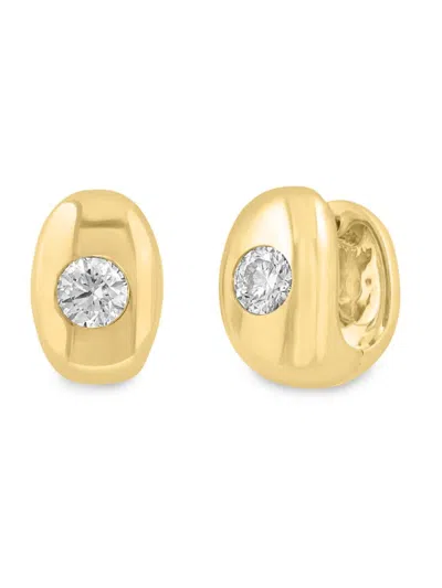 Effy Women's 14k Yellow Gold & 0.98 Tcw Lab-grown Diamond Huggie Earrings In Brown