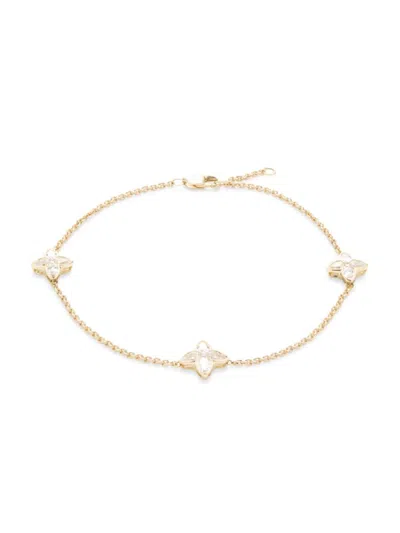 Effy Women's 14k Yellow Gold & 1.01 Tcw Lab-grown Diamond Floral Station Bracelet