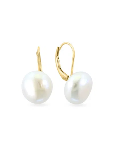 Effy Women's 14k Yellow Gold & 11-12 Mm Freshwater Pearl Drop Earrings