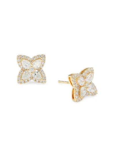 Effy Women's 14k Yellow Gold & 1.21 Tcw Lab Grown Diamond Flower Stud Earrings
