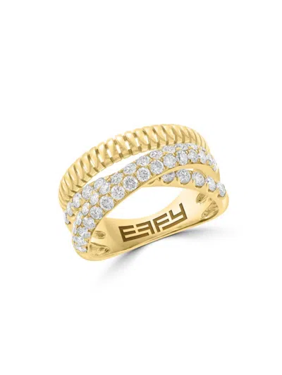 Effy Women's 14k Yellow Gold & 1.24 Tcw Diamond Crisscross Ring