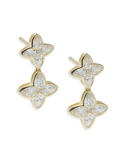 Effy Women's 14k Yellow Gold & 1.95 Tcw Lab-grown Diamond Flower Earrings
