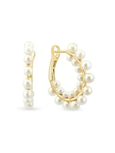 Effy Women's 14k Yellow Gold & 2.5-4mm Freshwater Pearl Hoop Earrings