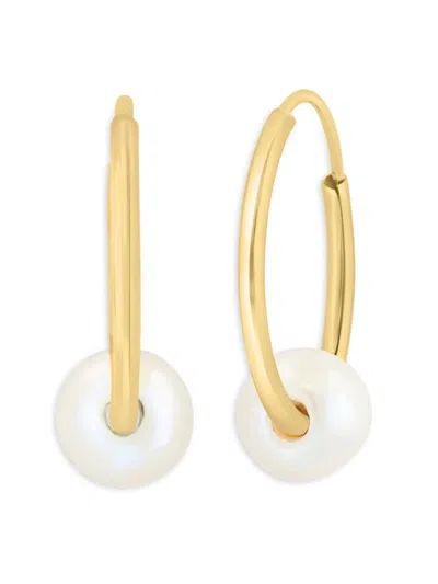 Effy Women's 14k Yellow Gold & 5mm Freshwater Pearl Hoop Earrings
