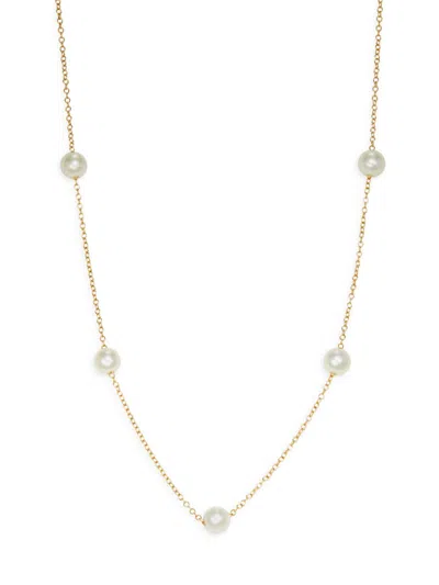 Effy Women's 14k Yellow Gold & 7-7.5mm Akoya Pearl Station Necklace
