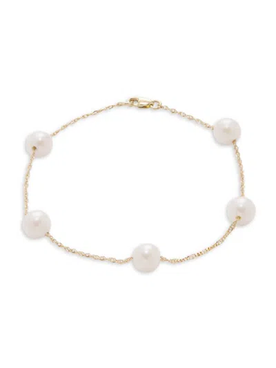 Effy Women's 14k Yellow Gold & 7-7.5mm Round Akoya Pearl Station Bracelet