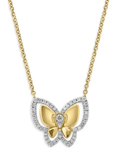 Effy Women's 14k Yellow Gold & Diamond Butterfly Pendant Necklace