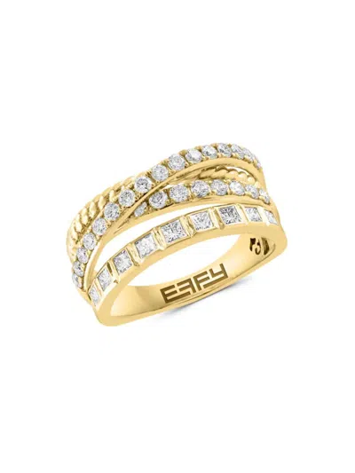 Effy Women's 14k Yellow Gold & Diamond Crossover Ring