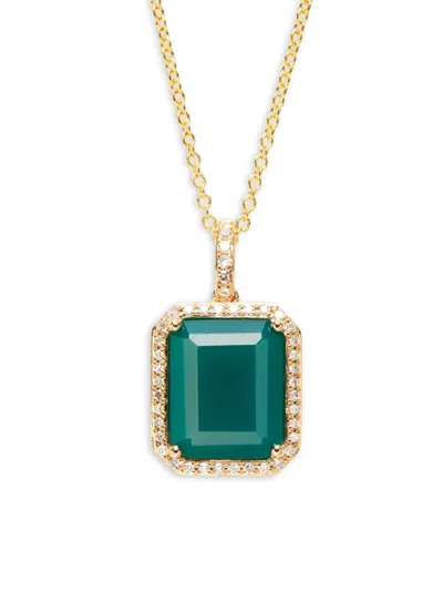 Effy Women's 14k Yellow Gold & Diamond, Green Onyx Necklace