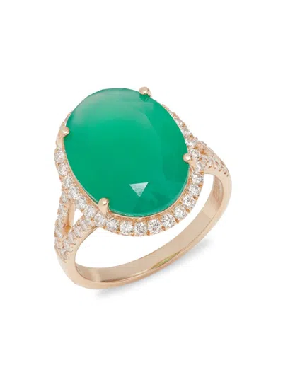 Effy Women's 14k Yellow Gold & Diamond, Green Onyx Ring
