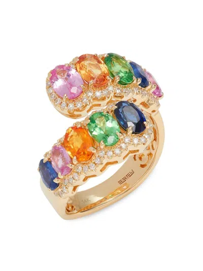 Effy Women's 14k Yellow Gold & Diamond, Multitone Sapphire Ring