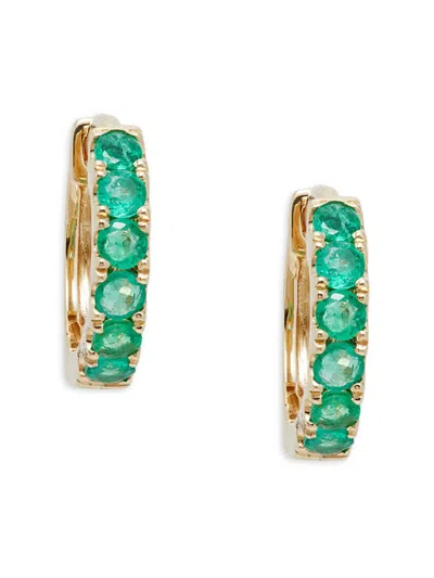 Effy Women's 14k Yellow Gold & Emerald Huggie Earrings