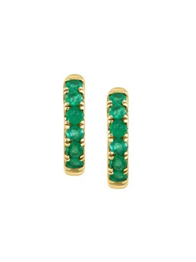 Effy Women's 14k Yellow Gold & Emerald Huggie Hoop Earrings In Green