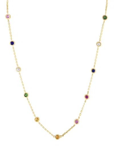 Effy Women's 14k Yellow Gold & Multi Stone Bezel Station Necklace