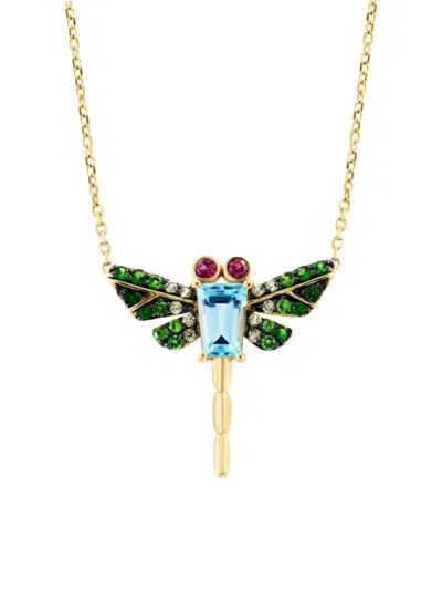 Effy Women's 14k Yellow Gold & Multi Stone Butterfly Pendant Necklace