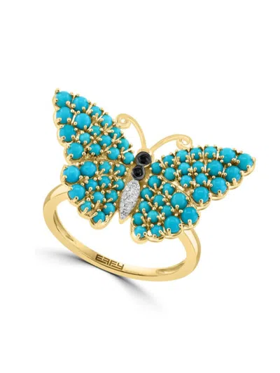 Effy Women's 14k Yellow Gold & Multi Stone Butterfly Ring