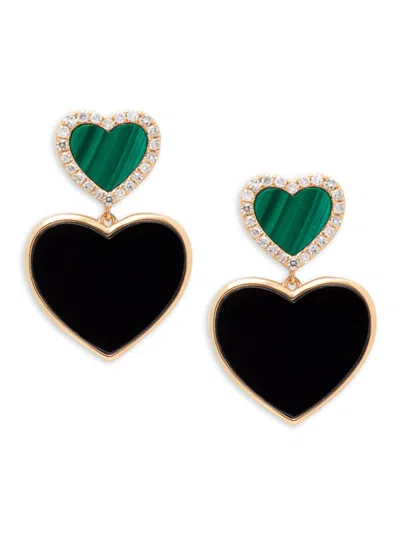 Effy Women's 14k Yellow Gold & Multi Stone Heart Drop Earrings