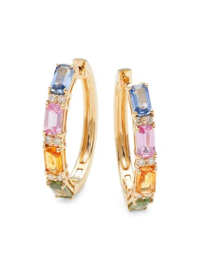 Effy Women's 14k Yellow Gold & Multi Stone Huggie Earrings