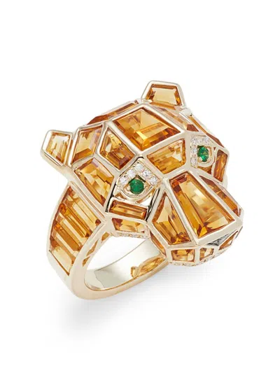 Effy Women's 14k Yellow Gold & Multi Stone Panther Ring