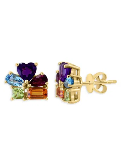 Effy Women's 14k Yellow Gold & Multi Stone Stud Earrings