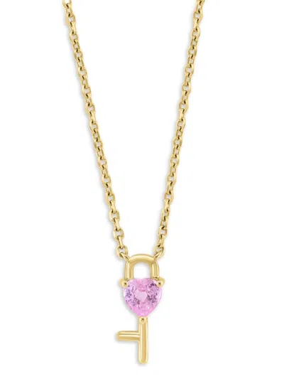 Effy Women's 14k Yellow Gold & Pink Sapphire Heart Key Pendant Necklace