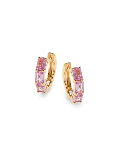 Effy Women's 14k Yellow Gold & Pink Sapphire Huggie Earrings