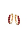 Effy Women's 14k Yellow Gold & Ruby Huggie Hoop Earrings In Ruby