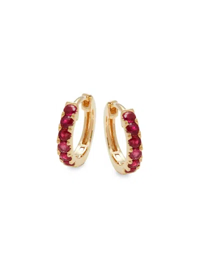Effy Women's 14k Yellow Gold & Ruby Huggie Hoop Earrings
