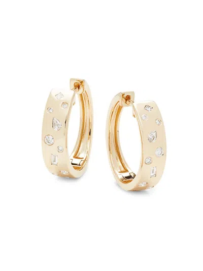 Effy Women's 14k Yellow Gold & Tcw 0.48 Diamond Huggie Earrings