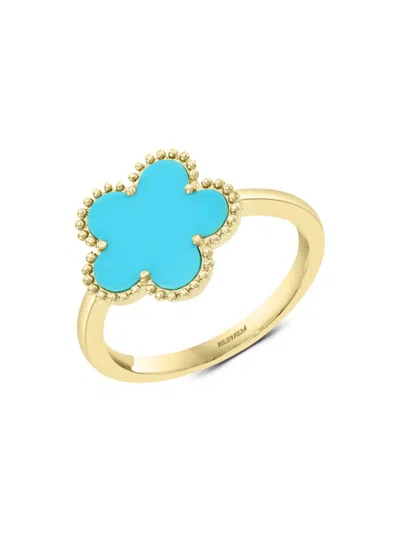 Effy Women's 14k Yellow Gold & Turquoise Floral Ring