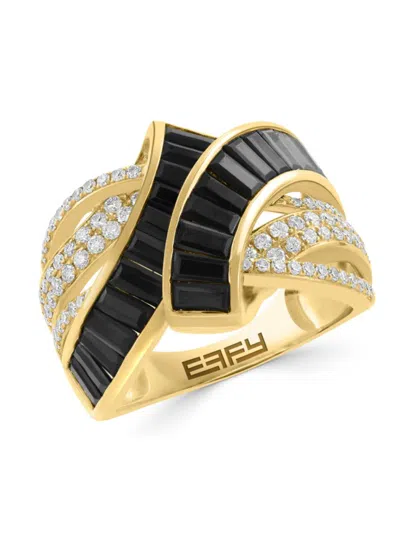 Effy Women's 14k Yellow Gold, Black Spinel & Diamond Ring