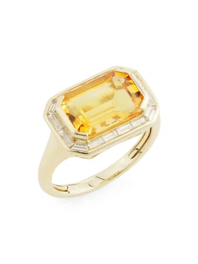 Effy Women's 14k Yellow Gold, Citrine & 0.37 Tcw Diamond Ring