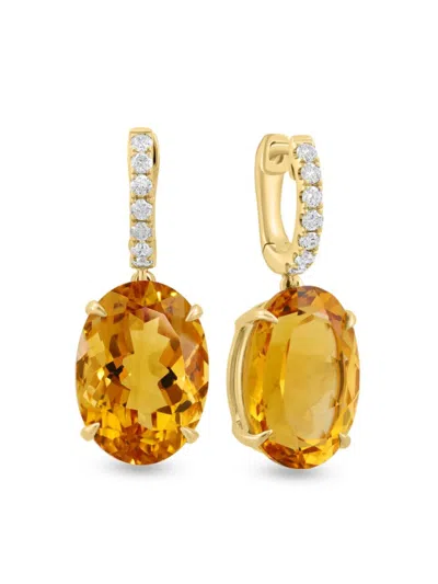 Effy Women's 14k Yellow Gold, Citrine & Diamond Drop Earrings