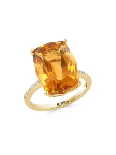 Effy Women's 14k Yellow Gold, Citrine & Diamond Ring