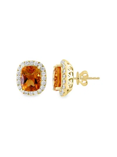 Effy Women's 14k Yellow Gold, Citrine & Diamond Stud Earrings