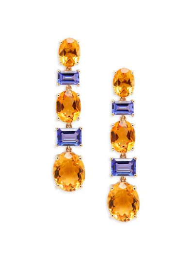 Effy Women's 14k Yellow Gold, Citrine & Tanzanite Drop Earrings