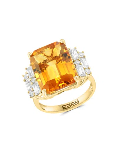 Effy Women's 14k Yellow Gold, Citrine & White Sapphire Ring
