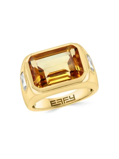 Effy Women's 14k Yellow Gold, Citrine & White Topaz Cocktail Ring